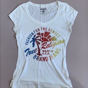True Religion t shirt with crystals multi coloured